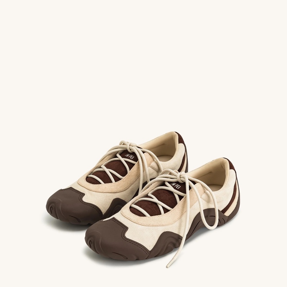 Caitlin Lace-up Ballerina Sneakers - Light Brown